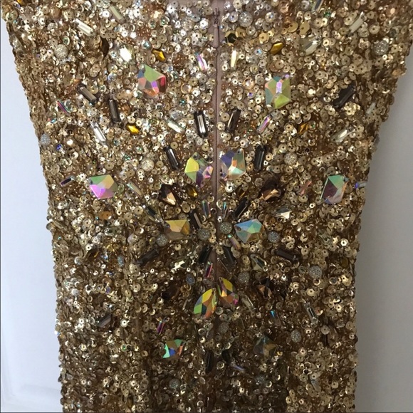 Jovani gold bead/sequins mermaid gown long - Picture 6 of 9